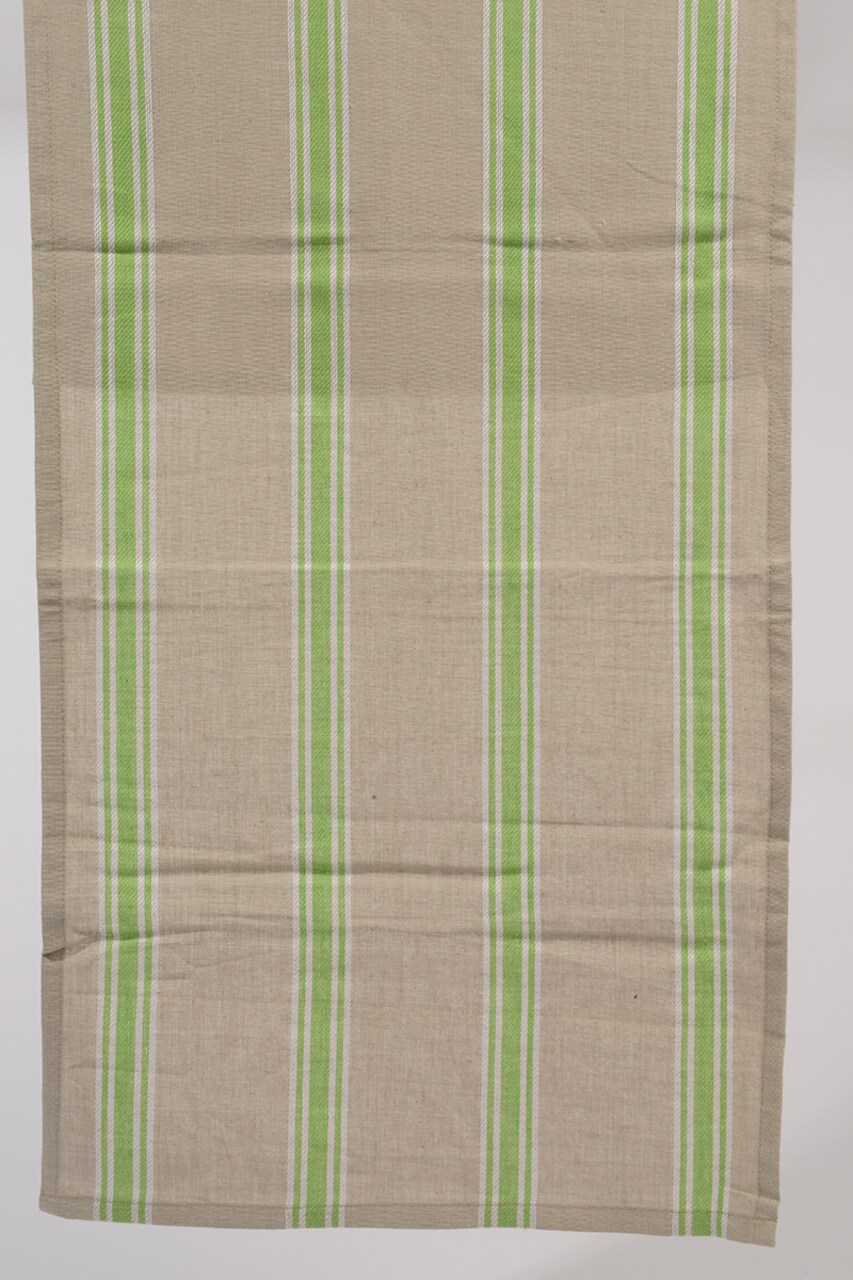 Kaemingk 55" x 15.75" Naturelle et Terreuse Brown, White and Green Striped Table Runner